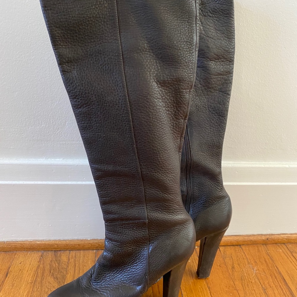 Calvin Klein High Heel Knee High Boots Brown